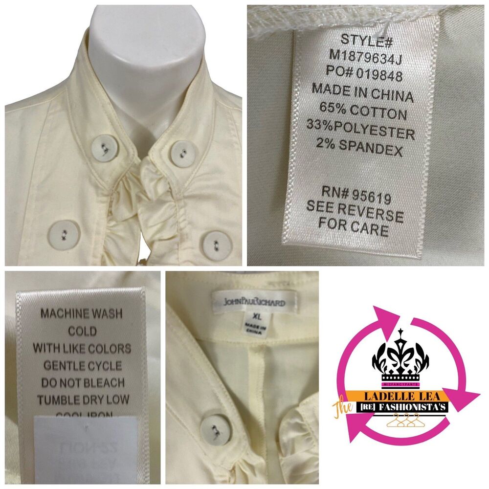 John Paul Richard Blazer Womens XL Ruffle Open Face Jacket Work Cottage Feminine - Picture 4 of 15
